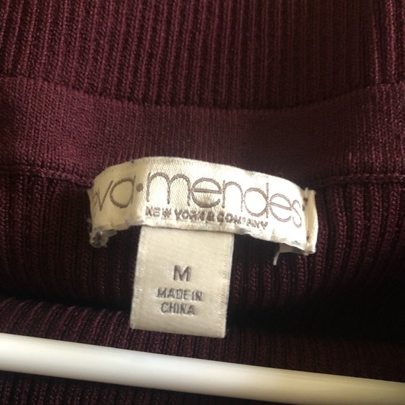 Eva Mendes Maroon Ribbed Off the Shoulder Long Sleeve Bodysuit M - Picture 7 of 7